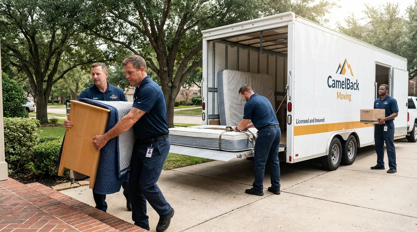 Crew loading residential truck for cross-state move from Beaver, UT